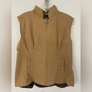 Wyoming Traders 100% cotton khaki canvas outdoor fitted hunting vest size large